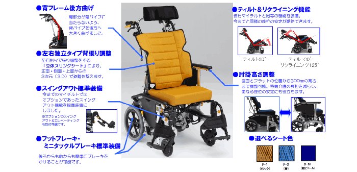 介助式リクライニング車いす ティルト・リクライニング MH-CR3D | よぐGO